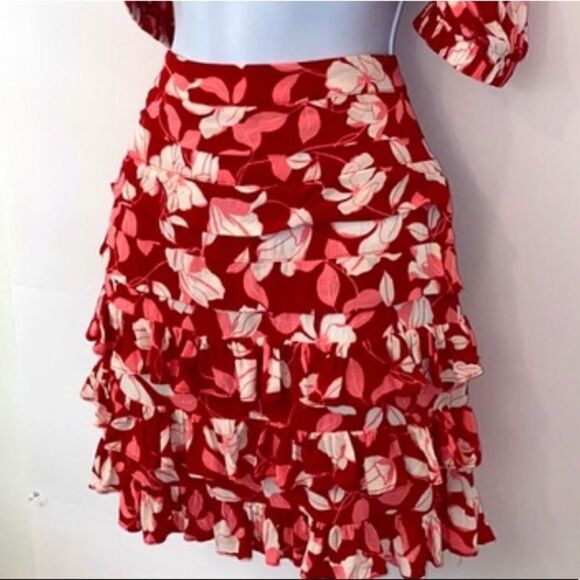 NBD + NAVEN Cha Cha Crimson Floral Skirt - Picture 5 of 13